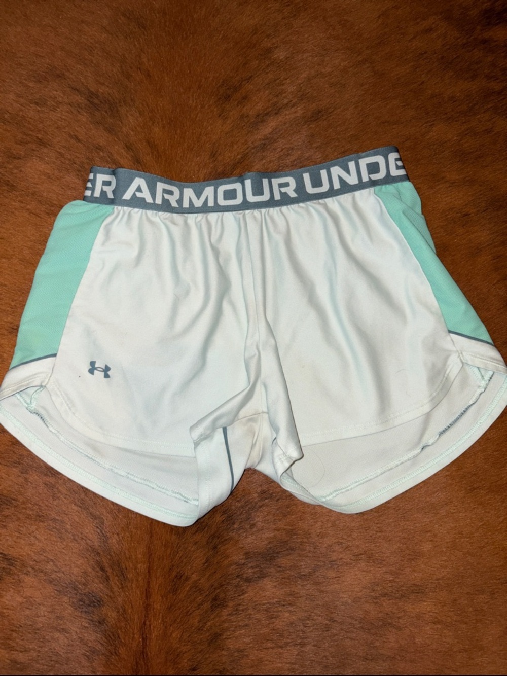 Under Armour White & Mint Athletic Running Shorts